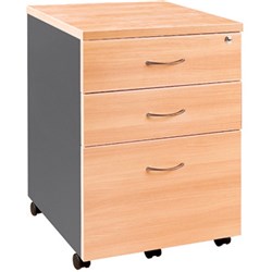 OM Mobile Pedestal 2 Drawer 1 File 468W x 510D x 685mmH Beech And Charcoal