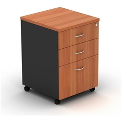 OM Mobile Pedestal 2 Drawer 1 File 468W x 510D x 685mmH Cherry And Charcoal