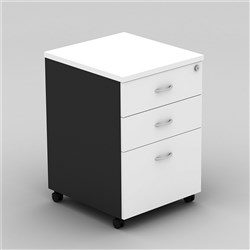 OM Mobile Pedestal 2 Drawer 1 File 468W x 510D x 685mmH White And Charcoal