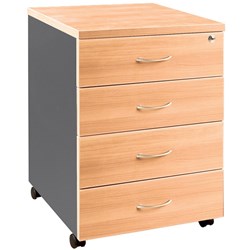 OM Mobile Pedestal 4 Drawer 468W x 510D x 685mmH Beech And Charcoal