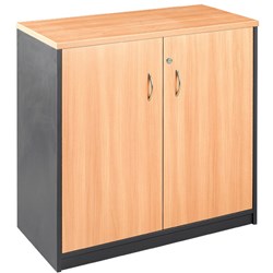OM Stationery Cupboard 900W x 450D x 720mmH 1 Shelf Beech And Charcoal