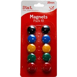 Stat Magnets Button 20mm Assorted Colours Pack of 10
