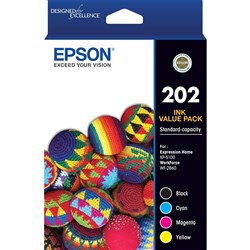 Epson 202 Ink Cartridge Value Pack of 4 Assorted Colours