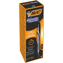 Bic Gelocity Gel Pen Intensity Retractable Medium 0.7mm Black Pack of 12