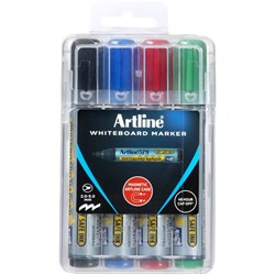 Artline 579 Whiteboard Markers Chisel 2-5mm Assorted Colours Hard Case Pack Of 4