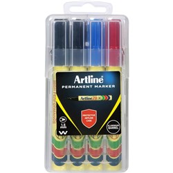 Artline 70 Permanent Markers Bullet 1.5mm Assorted Colours Hard Case Pack Of 4