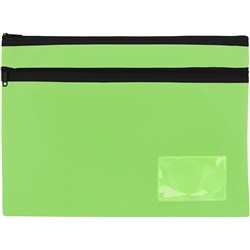 Celco Pencil Case Twin Zip Large 350 x 260mm Lime Green