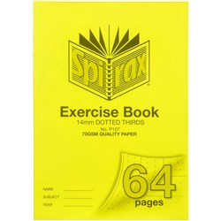 Spirax P107 Exercise Book Poly Cover A4 64 Page 14mm Dotted Thirds