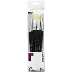 Reeves Oil Brushes Short Handle Set of 7