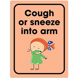 Durus School Sign Cough Sneeze in Arm 225x300mm Wall Mounted Orange