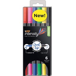 BIC Intensity Dual Tip Fineliner Assorted Colours Pack of 6