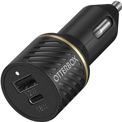 OtterBox Dual Port Fast Charge Premium Car Charger USB-C and USB-A 30W Black
