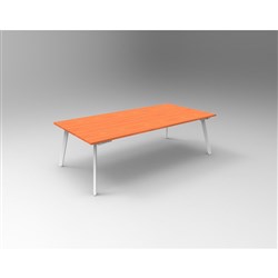 Rapidline Eternity Meeting And Boardroom Table 2400W x 1200D x 730mmH Cherry Top White Base