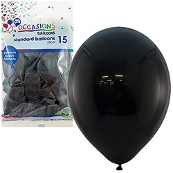 Alpen Occasions Standard Balloons 25cm Black Pack Of 15