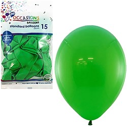 Alpen Occasions Standard Balloons 25cm Green Pack Of 15