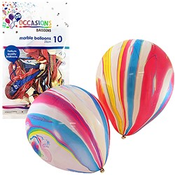 Alpen Occasions Balloons 28cm Marble Assorted Colours Pack Of 10