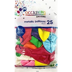 Alpen Occasions Balloons 30cm Metallic Assorted Colours Pack Of 25