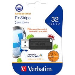 Verbatim Store 'n' Go Pinstripe USB Drive 2.0 32GB With Microban® Black