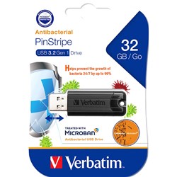 Verbatim Store 'n' Go Pinstripe USB Drive 3.2 32GB With Microban® Black
