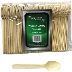Writer Breakroom Eco Wooden Cutlery Teaspoon 140mm Pack Of 100 Tea Spoon