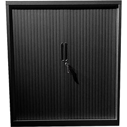 Steelco Tambour Door Cupboard Includes 3 Shelves 900W x 463D x 1200mmH Black Satin