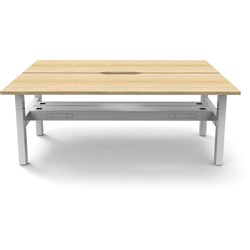 Rapidline Boost Static Back To Back Workstation+Tray 2 Person 1200Wx1500x730mmH Oak/White