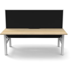 Rapidline Boost Static Back To Back Workstation + Screen 2 Person 1500mmW Oak/White