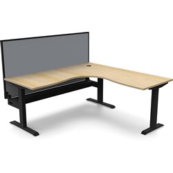 Rapidline Boost Static Corner Workstation + Screen + Cable Tray 1800/1500mmW Oak/Black