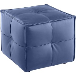 K2 Marbella Cube Square Ottoman Blue PU Leather