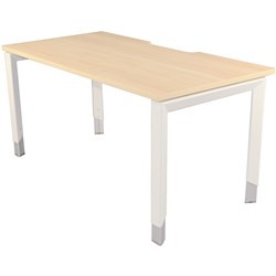 Sylex Oblique Single Desk 1500W x 750D x 620-920mmH Snow Maple White Frame