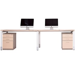 Sylex Oblique Straight Desk 2 Person 3000W x 750D x 620-920mmH Snow Maple/White