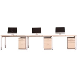 Sylex Oblique Straight Desk 3 Person 4500W x 750D x 620-920mmH Snow Maple/White