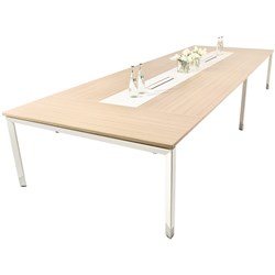 Sylex Oblique Boardroom Table 3600W x 1600D x 620-920mmH + Power Boxes Snow Maple