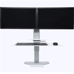 Sylex Uprite Ergo Sit2Stand Dual Monitor Workstation 700W x 620D Silver/White