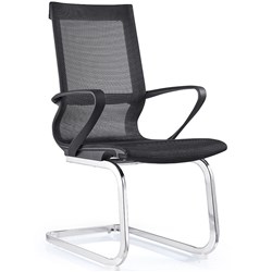 Sylex Monroe Visitor Chair Chrome Sled Base Mesh Seat And Back With Arms Black