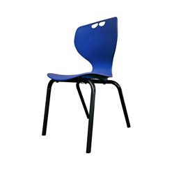 Sylex Roswell 4 Leg Chair 460mmH Plastic Blue Back Steel Black Frame No Arms