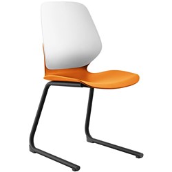 Sylex Kaleido Chair Reverse Cantilever Base Polypropylene White Back Orange Seat