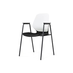 Sylex Kaleido 4 Leg Chair Polypropylene White Back Black Seat With Arms