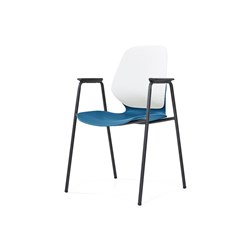 Sylex Kaleido 4 Leg Chair Polypropylene White Back Blue Seat With Arms