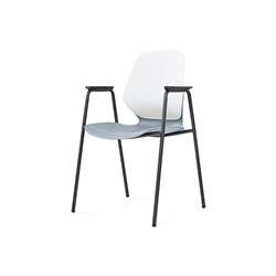 Sylex Kaleido 4 Leg Chair Polypropylene White Back Grey Seat With Arms