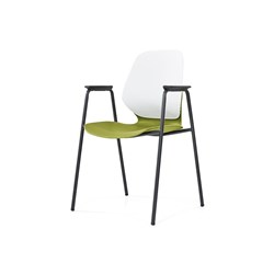 Sylex Kaleido 4 Leg Chair Polypropylene White Back Olive Seat With Arms
