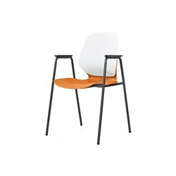 Sylex Kaleido 4 Leg Chair Polypropylene White Back Orange Seat With Arms