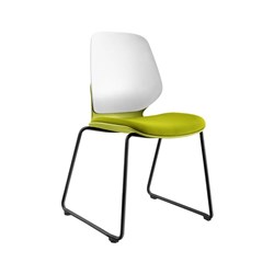 Sylex Kaleido Chair Sled Base Polypropylene White Back Olive Seat