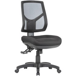Hino High Back Task Chair 3 Lever No Arms Mesh Back Black Fabric Seat