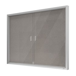 Visionchart Be Noticed Sliding 2 Door Notice Case 1800W x 48D x 1200mmH Silver/Grey Felt