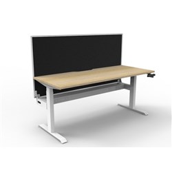 Rapidline Boost Manual Height Adjustable Single Workstation +Tray+Screen 1500Wx705-1155mmH