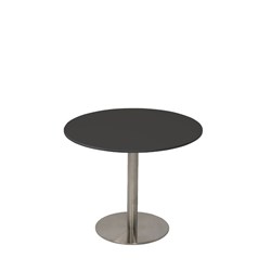 Rapidline Estillo Disc Base Round Table 1200D x 755mmH Black Top Stainless Steel Base