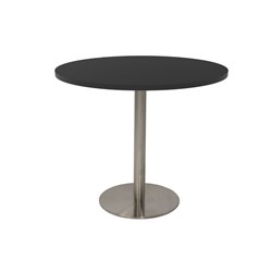 Rapidline Estillo Disc Base Round Table 900D x 755mmH Black Top Stainless Steel Base