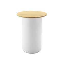 Rapidline Drum Round High Bar Table 900D x 1050mmH Oak Top White Base