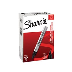 Sharpie Metal Permanent Marker Bullet Tip 1.5mm Black Box Of 12